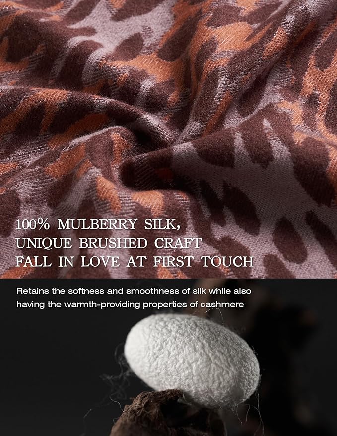 ZHE JIN Luxurious Silk Scarf Shawl Wraps for Women, Warm Scarves Winter Gift, 100% Brushed Mulberry Silk