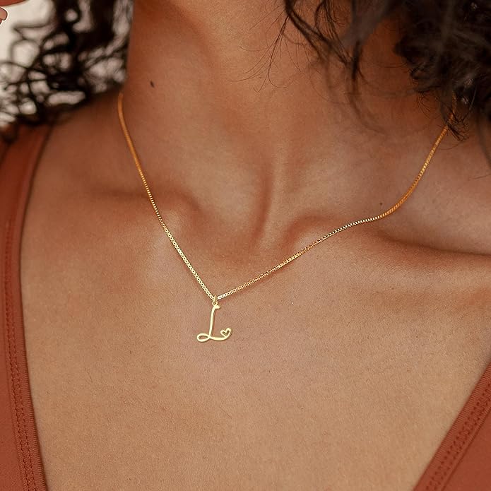 Initial Necklaces for Women Trendy, Dainty Silver Letter Necklace Cute Pendant Choker Name Necklace Personalized Costume Monogram Silver Jewelry Necklace for Women Valentines Gifts