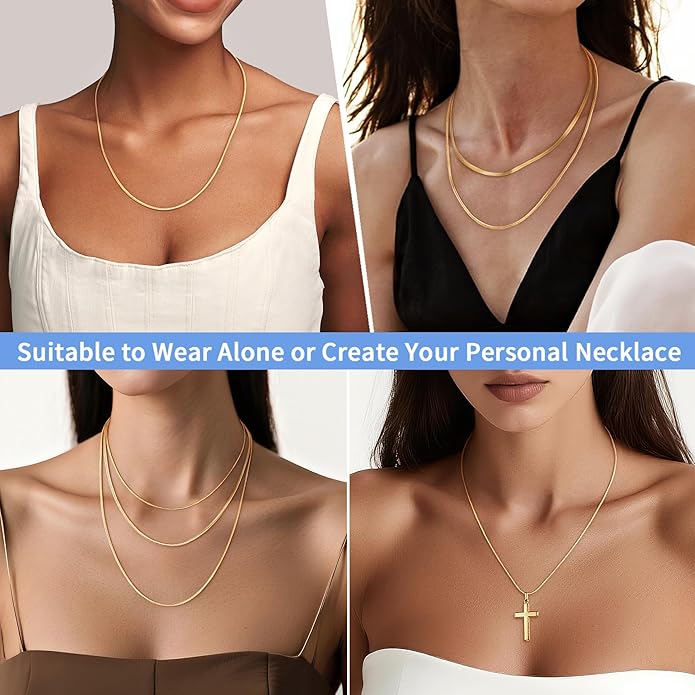 Jewlpire 1.5mm Snake Chain 18K Gold Plated 925 Sterling Silver Chain Necklace for Women, Dainty & Smooth & Shiny Womens Chains Necklace, 16 18 20 22 24 Inch