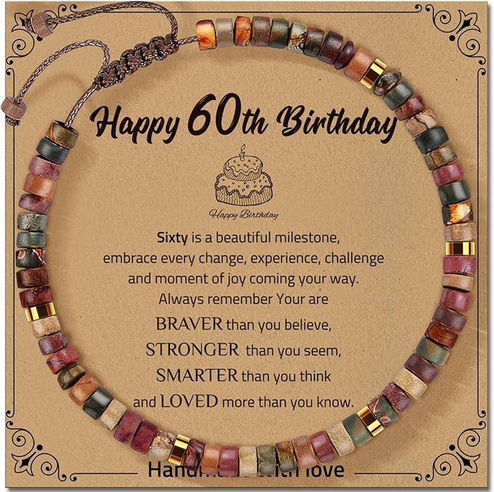 30th 40th 50th 60th 70th 80th Birthday Gifts for Women, Natural Stone Bracelet Birthday Gifts for Mom Daughter Grandma Sister Friends Coworker