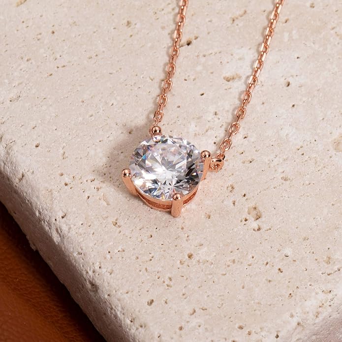 S.Leaf 18Karat Gold Plated Cubic Zirconia Necklace for Women S925 Sterling Silver 0.5/1/2cttw Dainty Crystal Cubic Zirconia Pendant Necklaces Best Friend Birthday Gifts for Women Trendy Sister Mom Wife Womens Her Friend Party