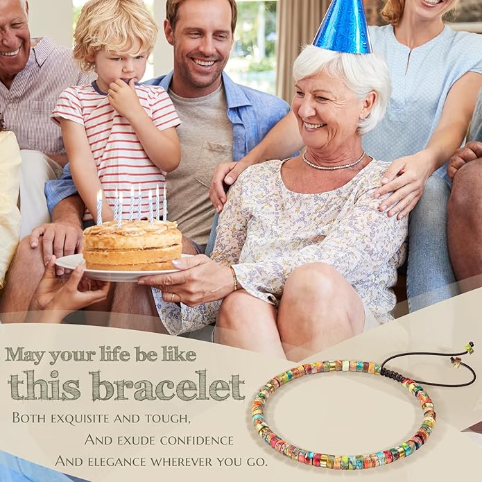 30th 40th 50th 60th 70th 80th Birthday Gifts for Women, Natural Stone Bracelet Birthday Gifts for Mom Daughter Grandma Sister Friends Coworker