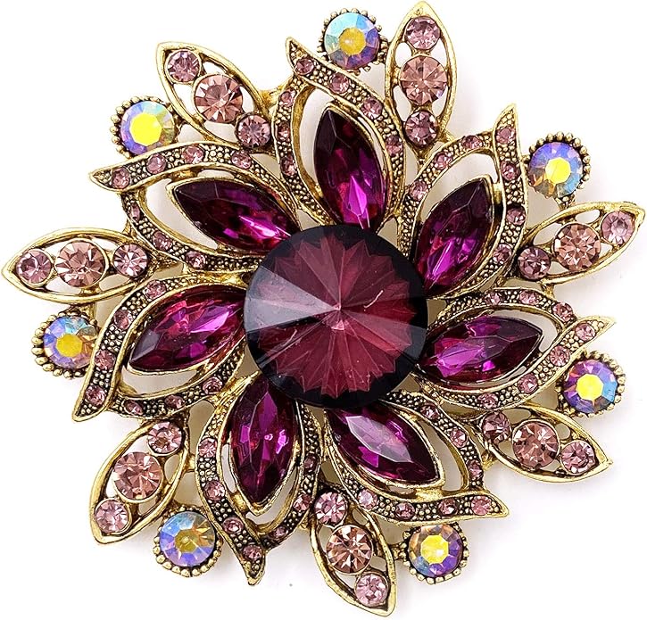 LAXPICOL Vintage Women's Austrian Crystal Elegant Flower Brooch Wedding Broach Pin