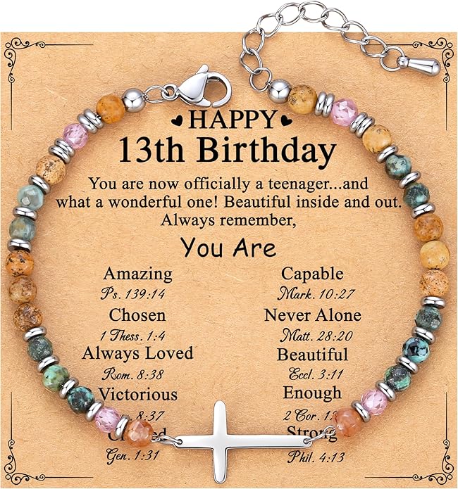 TONY & SANDY Christian Cross Bracelet for Women, Stocking Stuffers for Women, Confirmation Baptism Easter Gifts, Unique Gift for Friends Daughter Mom Sister in Christ on Birthday Christmas