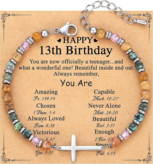 TONY & SANDY Christian Cross Bracelet for Women, Stocking Stuffers for Women, Confirmation Baptism Easter Gifts, Unique Gift for Friends Daughter Mom Sister in Christ on Birthday Christmas