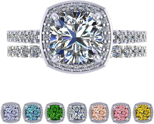 NANA Jewels Sterling Silver Engagement Rings for Women - Choose Simulated Morganite, Citrine, Aquamarine & More