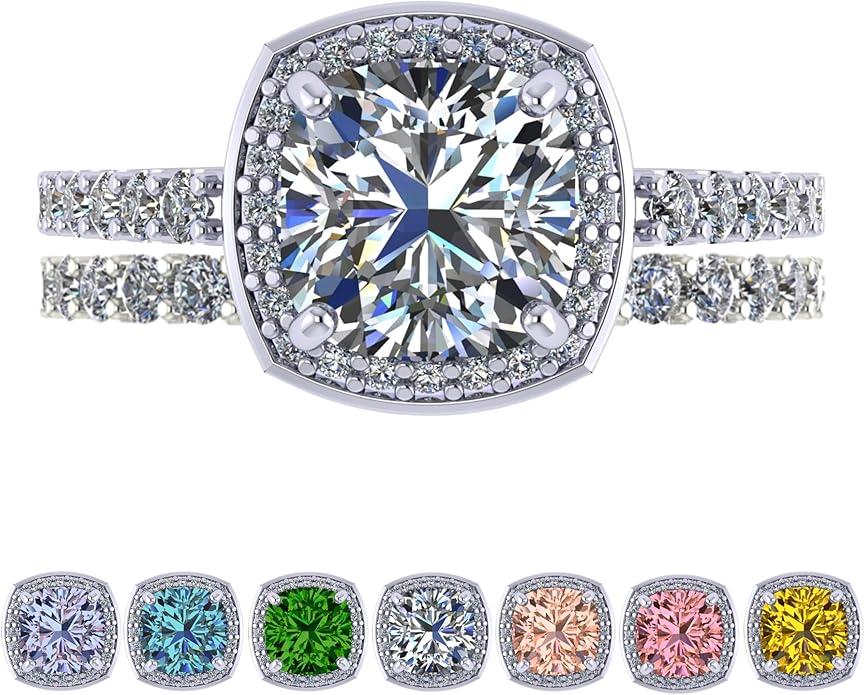 NANA Jewels Sterling Silver Engagement Rings for Women - Choose Simulated Morganite, Citrine, Aquamarine & More