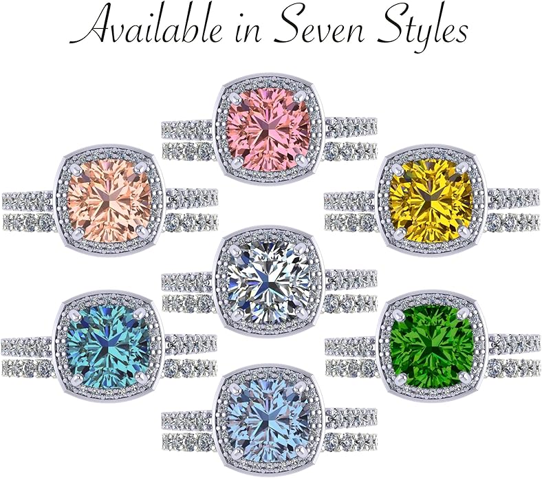 NANA Jewels Sterling Silver Engagement Rings for Women - Choose Simulated Morganite, Citrine, Aquamarine & More