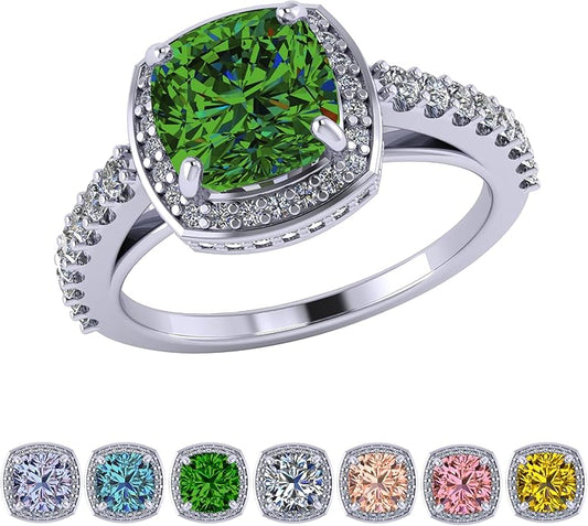 NANA Jewels Sterling Silver Engagement Rings for Women - Choose Simulated Morganite, Citrine, Aquamarine & More