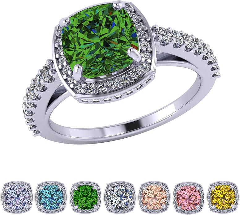 NANA Jewels Sterling Silver Engagement Rings for Women - Choose Simulated Morganite, Citrine, Aquamarine & More