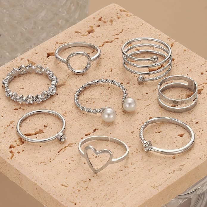 IFKM Gold Knuckle Rings Set For Women Vintage Stackable Joint Finger Midi Rings Dainty Cubic Zirconia Crystal Simple Twist Hollow Cute Rings Pack Jewelry Gift