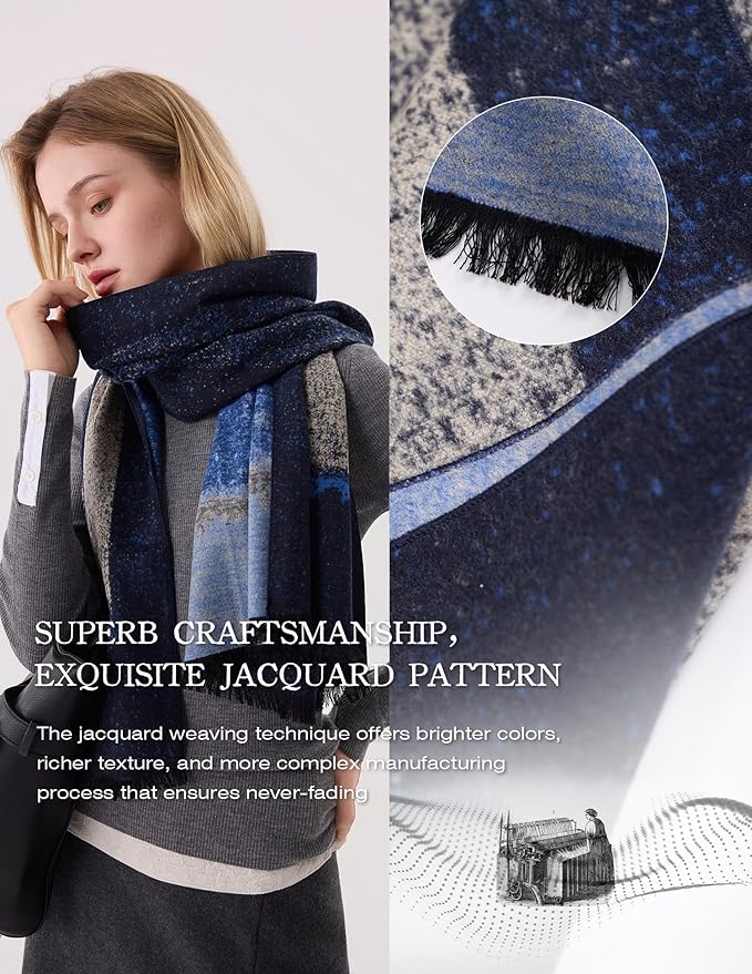 ZHE JIN Luxurious Silk Scarf Shawl Wraps for Women, Warm Scarves Winter Gift, 100% Brushed Mulberry Silk