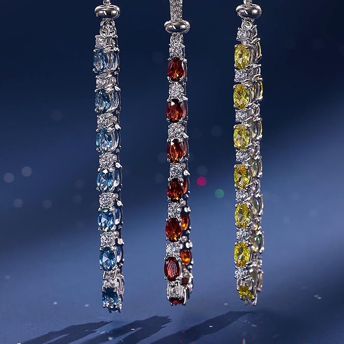 FANCIME Birthstone Tennis Bracelets Sterling Silver Bolo Tennis Bracelets Charm Fine Jewelry Birthday Gifts for Women Mom Wife Her