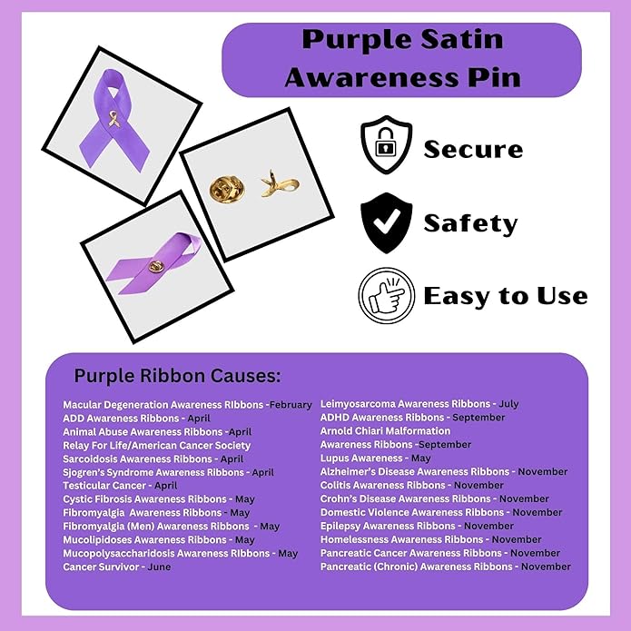1/2/5/10/25/50/100pcs Satin Awareness Ribbon Pins (Pick your color), for Cancer & Disease Awareness, Bulk Quantities for Fundraising, Events, Gift Giving