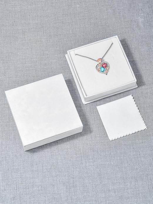 Christmas Gifts for Women Rose Heart Birthstone Pendant Necklace I Love You Forever Jewelry Valentine Mothers Day Birthday Gifts for Women Her Wife Girlfriend