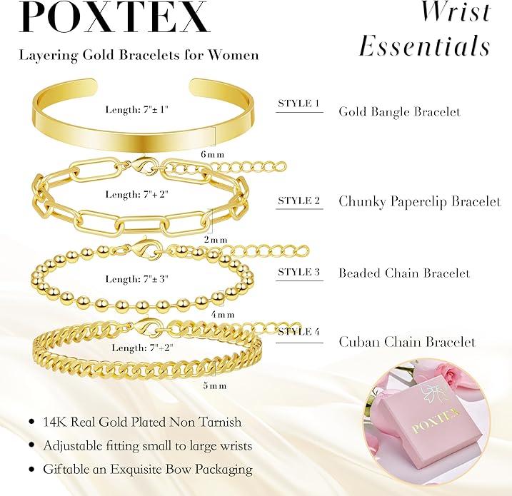 Silver Bracelets for Women Stack, Silver or Gold Plated Cuff Bangle Set, Trendy Silver Jewelry for Women Fashion