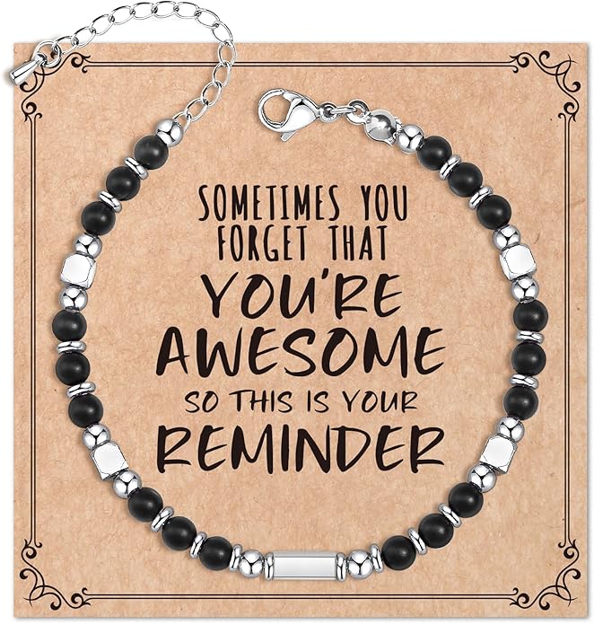 Desimtion Healing Natural Stone Bracelets for Women Girls, Sometimes You Forget You're Awesome -Christmas Gifts for Women Teen Girls, Best Friend Birthday Gifts for Women Friendship Bracelets