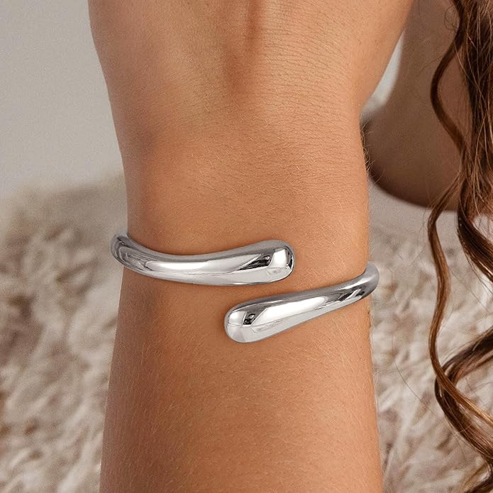 Gold Bracelets for Women Trendy - 14K Gold Plated Bangle Bracelet Chunky Adjustable Twist Cuff Gold Bracelet Non Tarnish Waterproof Jewelry for Women Gifts