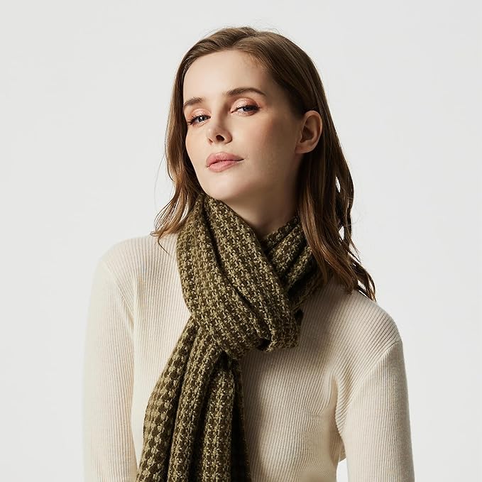 EURKEA 100% Cashmere 2025 Winter Scarf for Women Fringed Edges Warm & Soft Lightweight Solid/Plaid/Two-Tone Free Size