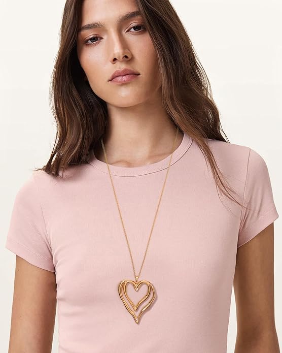 CANEVINKA 18K Gold Plated Pendant Long Chain Necklace Sweater Necklace Fashion Jewelry for Women