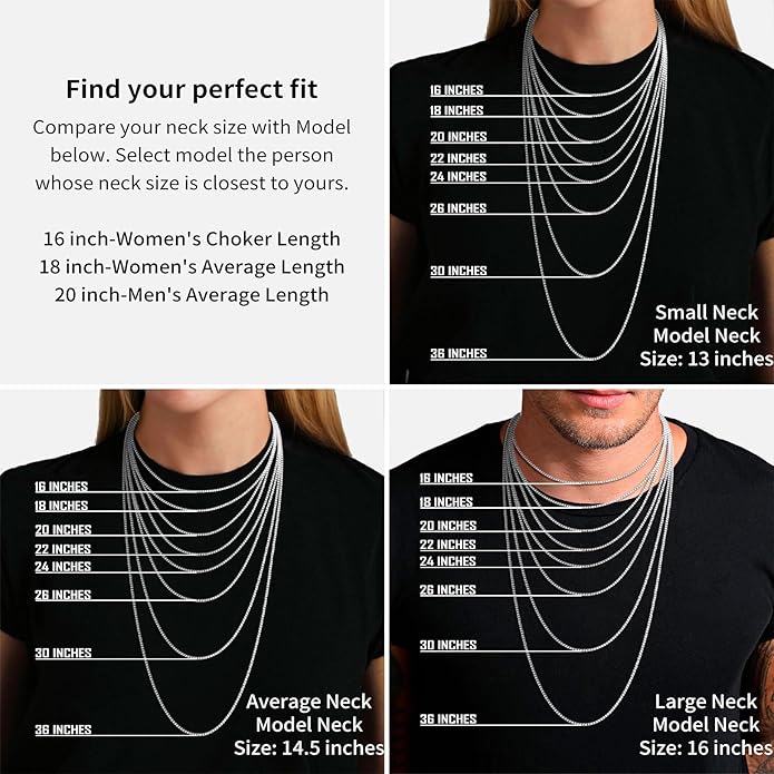 ASHINE 925 Sterling Silver Box Chain Necklace for Women, 1mm 0.8mm Italian Chains, Dainty & Sturdy Necklace with Silver Polishing Cloth Available in 16-36 Inch