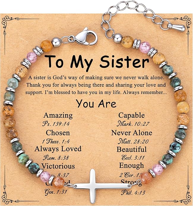 TONY & SANDY Christian Cross Bracelet for Women, Stocking Stuffers for Women, Confirmation Baptism Easter Gifts, Unique Gift for Friends Daughter Mom Sister in Christ on Birthday Christmas