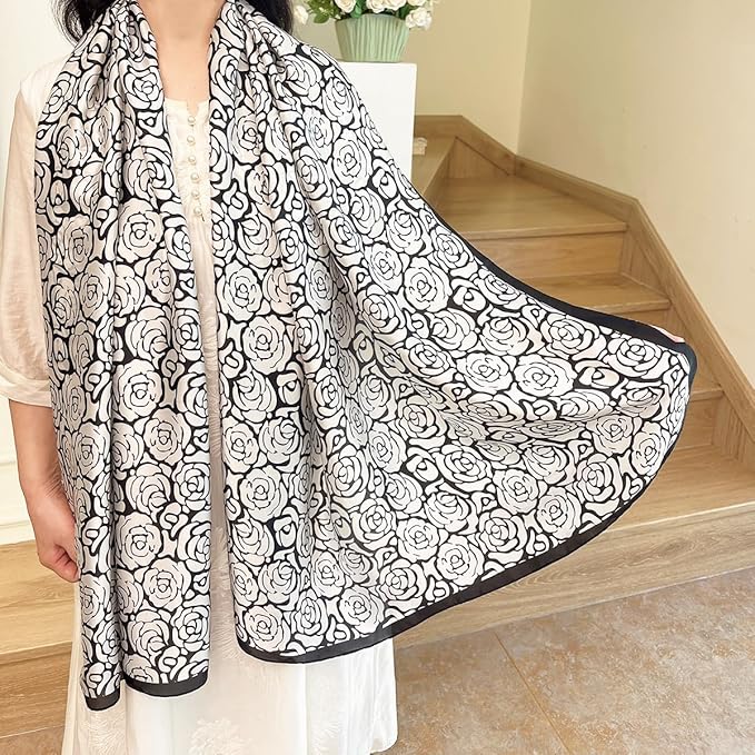 Long Silk Like Scarf Lightweight Satin Scarves Large Sunscreen Shawl Wrap for Women