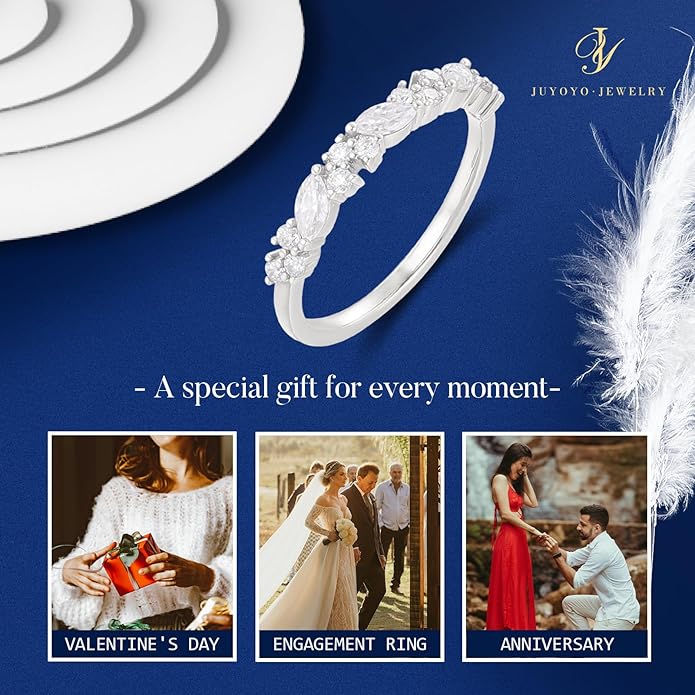 Engagement Rings for Women, 925 Sterling Silver Rings Moissanite Wedding Bands for Women, Promise Rings Gift Packed for Her Size 3-10