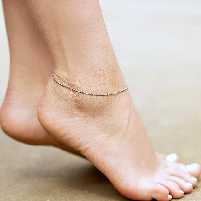 LIFETIME JEWELRY Womens Gold Anklet Twisted Box Chain Ankle Bracelet 24k Real Gold Plated