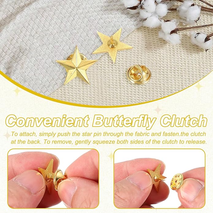 uxcell Star Lapel Pins, Award Pins Star Badge for Men Women Backpacks Hats Jackets Costume Accessories Gifts