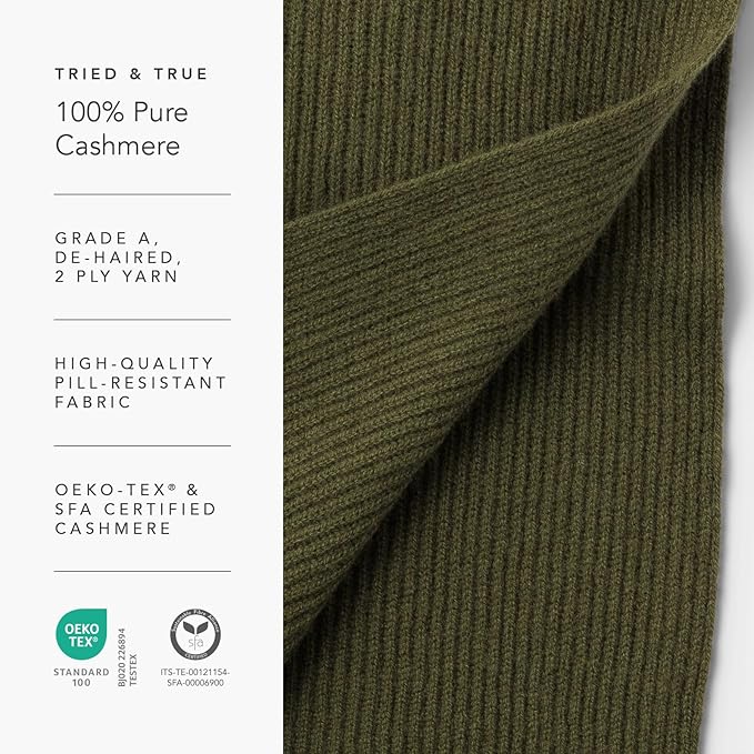 Fishers Finery Women's 100% Cashmere Ribbed Knit Winter Scarf | Black Label Box