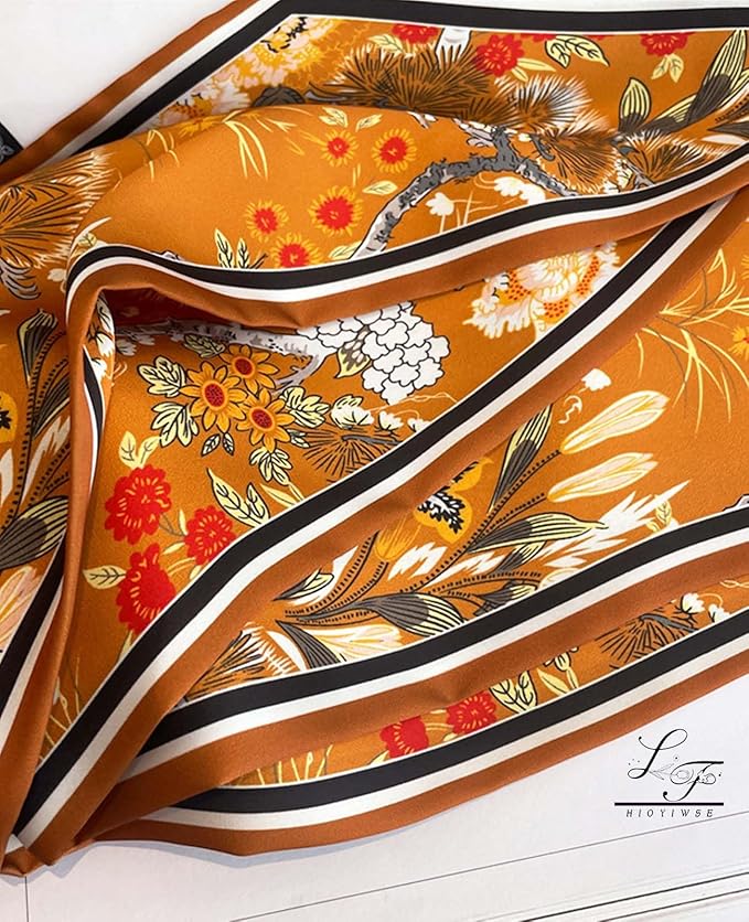 Hioyiwse Head Scarf Hair Neck Scarves For Women Purse Bag Scarfs For Handbags Silky Long Thin Satin Headscarf Fashion