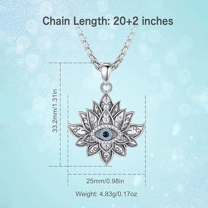INFUSEU 925 Sterling Silver Italian Horn Evil Eye Necklace for Women Men Good Luck Protection Gifts