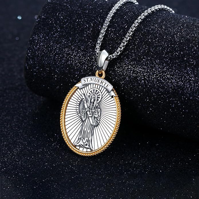 Taioiat Saint Necklace 925 Sterling Silver St Necklace Amulet Pendant Jewelry Religious Gift for Men Women