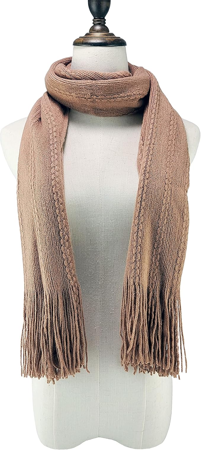 BRUCERIVER Women's Ultra Soft Knit Scarf & Glove Set Touchscreen Function Cable Design