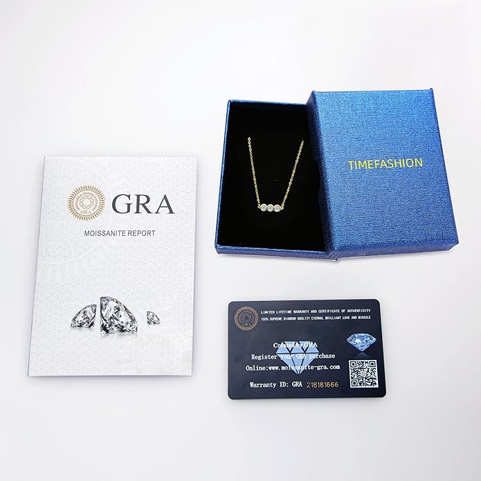 3-Stones Choker Necklace for Women, 0.9cttw D Color Moissanite Pendant 925 Sterling Silver Adjustable Chain, Elegant Jewelry Gifts for Wife or Mom