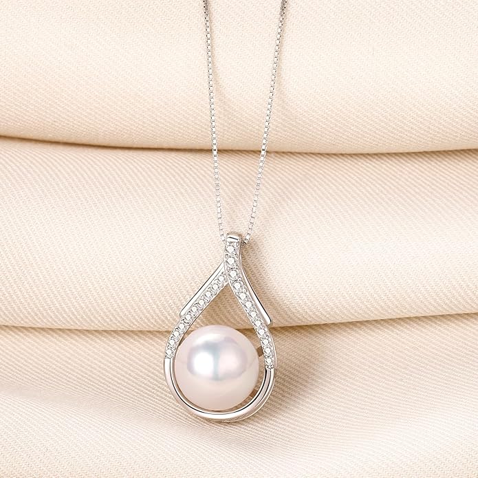 Freshwater Pearl Necklace,10-12mm Round Real Pearls,18K Gold Plated S925 Sterling Silver Chain,18+2" Adjustable - Gifts for Women Wife Anniversary Birthday Val Wedding Mothers Christmas Day Gift