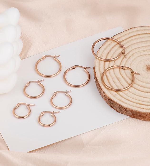 4 Pairs Titanium Hoop Earrings for Sensitive Ears Hypoallergenic Pure Titanium Earrings for Women Men G23 Lightweight Small Huggie Hoop Earrings Set 12MM 15MM 20MM 25MM