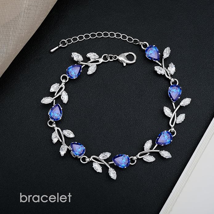 Elegant Bridal Jewelry Sets Clear Cubic Zirconia Wedding Necklace Earrings Bracelet Set for Birdes Bridesmaids CZ Prom Jewelry