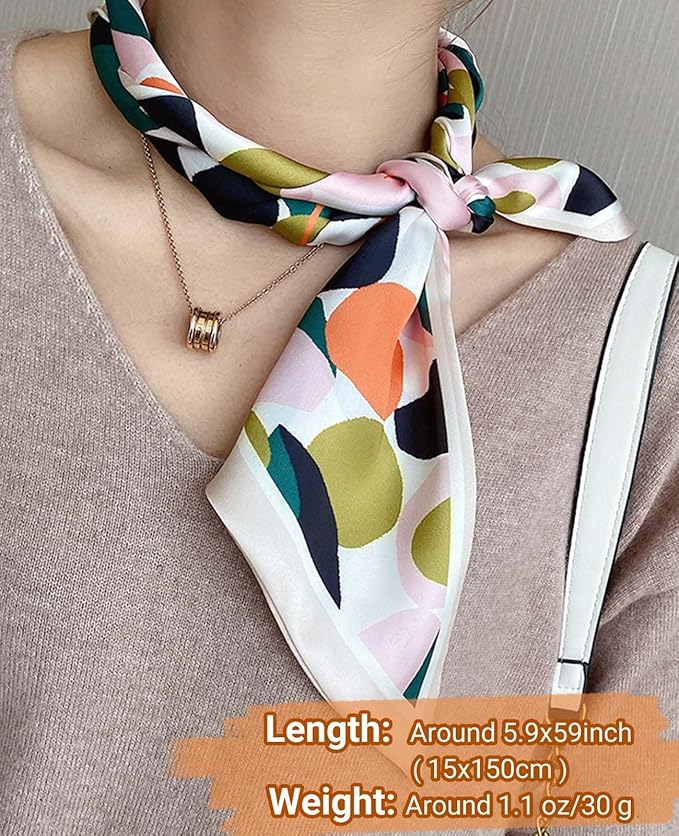 Dailyacc Hair Scarf for Women Fashion Silky Satin Headscarf Wrap Breathable Lightweight Neck Scarves For Handbag