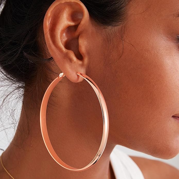 Gacimy 14K Gold Plated Hoop Earrings for Women, 14k Real Gold Plated with 925 Sterling Silver Post, Hypoallergenic Lightweight Thick Hoops Earrings for Women Trendy