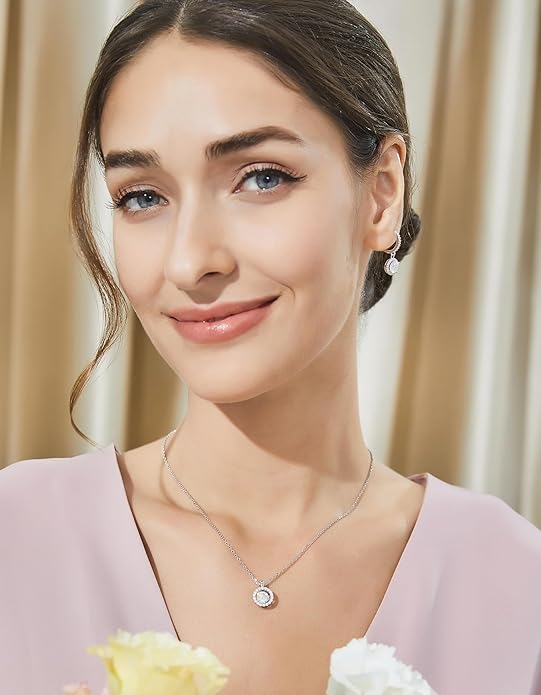 MomentWish Necklace for Women, Sparkling Gift for Her, 1Carat Moissanite Heart Pendent for Her, 925 Sterling Silver Dance Necklace for Anniversary Christmas Valentines