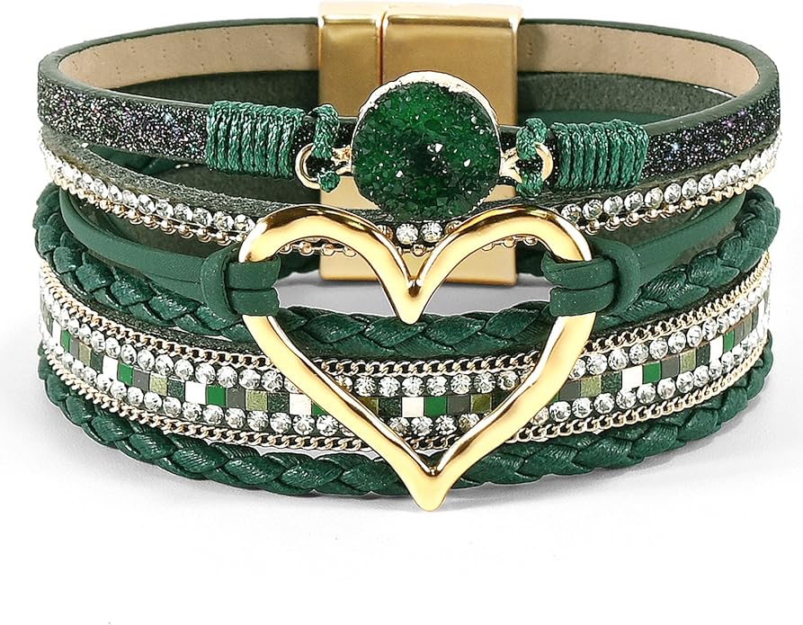 VIBILIA Boho Leather Wrap Bracelets for Women Multi-Layer Bracelets with Strong Clasp Jewelry for Women