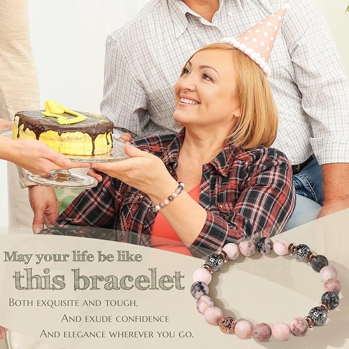 30th 40th 50th 60th 70th 80th Birthday Gifts for Women, Natural Stone Bracelet Birthday Gifts for Mom Daughter Grandma Sister Friends Coworker