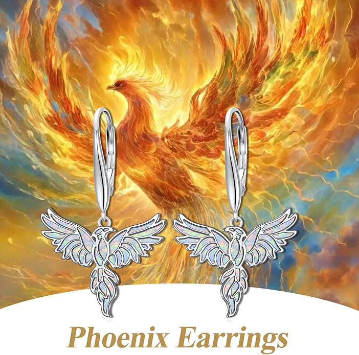 Phoenix/Dragonfly/Hummingbird/Butterfly/Dove Earrings 925 Sterling Silver Opal Animal Dangle Earrings Opal Jewelry Christmas Gifts for Women