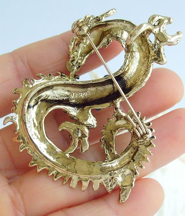 Art Style 2.36" Dragon Brooch Pin Pendant Austrian Crystal BZ2980