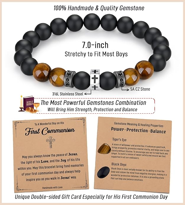 TONY & SANDY Cross Bracelet Men Cool Valentines Day Gifts for Him Teen Boys Son Grandson Nephew, Birthday Easter Christmas Gifts for Teen Boys Adults Men