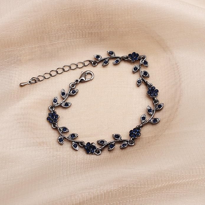 Austrian Crystal Rhinestone Choker Necklace Dangle Earring Link Bracelet Jewelry Set for Brides Bridesmaid Prom Costume Accessories for Women