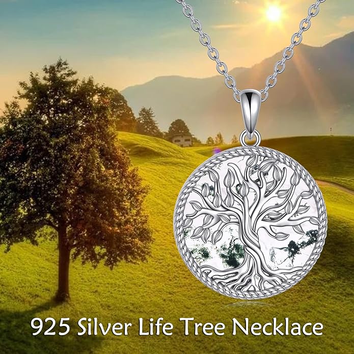 TIGER RIDER Tree of Life Necklace Sterling Silver Family Tree Pendant Jewelry for Mother Grandmother