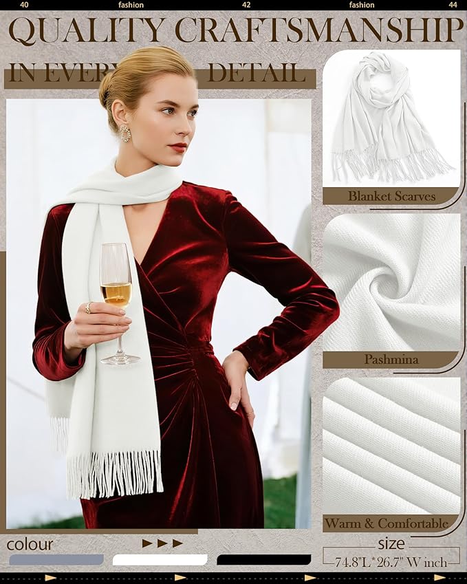 Oakgarden 3 Pack Winter Scarf for Women Pashmina Scarves Shawl Wraps Bridesmaid Gifts for Evening Dresses